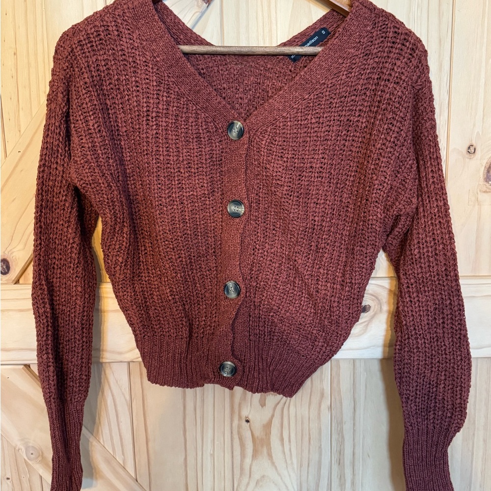 moon & madison Brick Red Cardigan